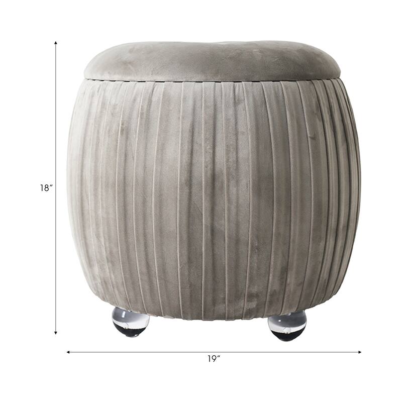 Backless Storage Stool with Velvet Upholstery - Accent for Living Room Home Decor