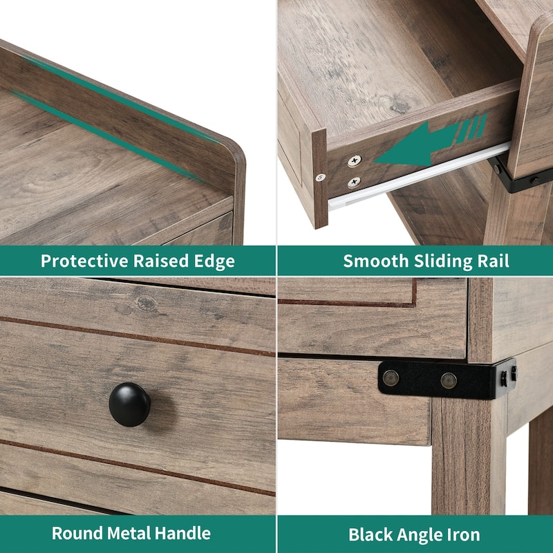 Moasis Modern 1-Drawer Nightstand with Storage Shelf