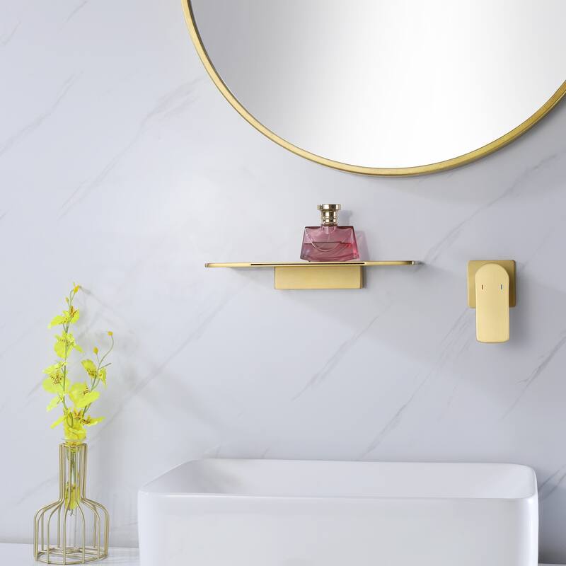 Solid Brass Wall Mounted Single-handle Bathroom Waterfall Faucet