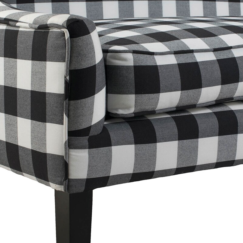 Shop Upholstered Black And White Plaid Settee On Sale