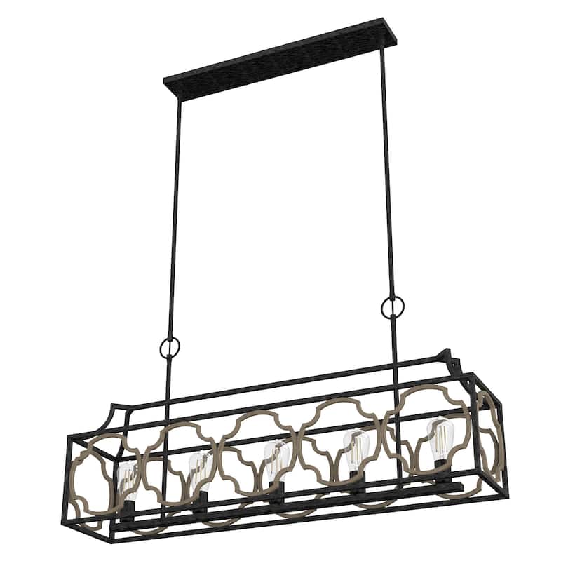 Hunter Stone Creek 5-Light Modern Farmhouse Linear Chandelier - Dining Room - Rustic, Transitional