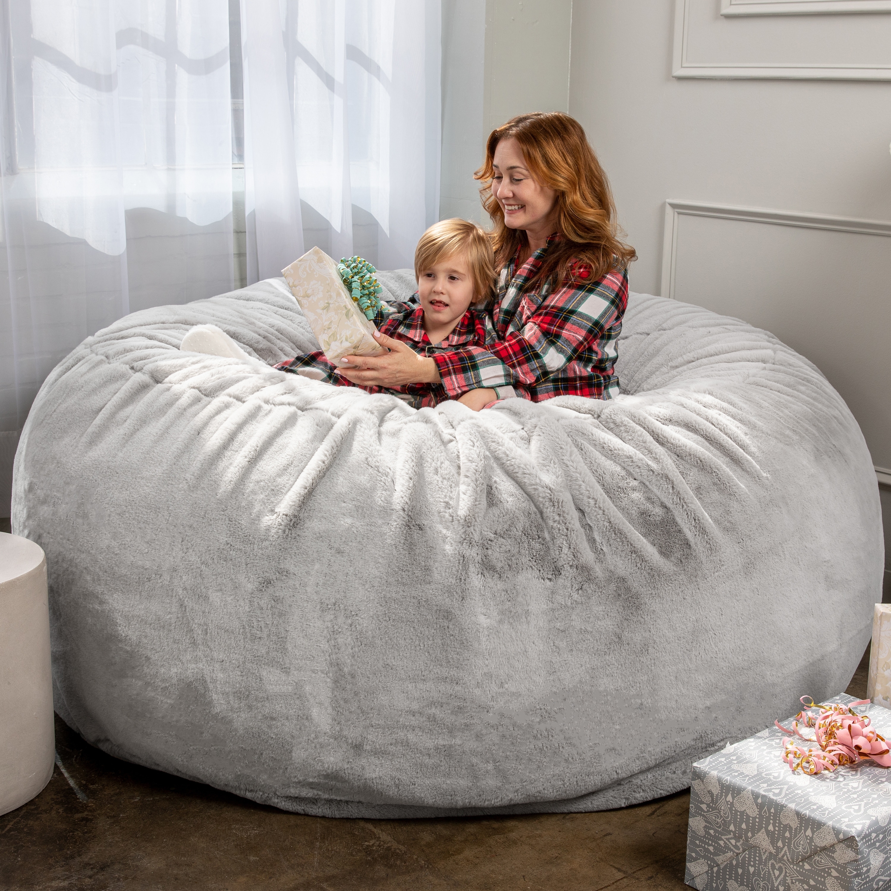 Jaxx Saxx 6 Foot Giant Bean Bag Chair For Adults - Premium Synthetic Faux Rabbit Fur