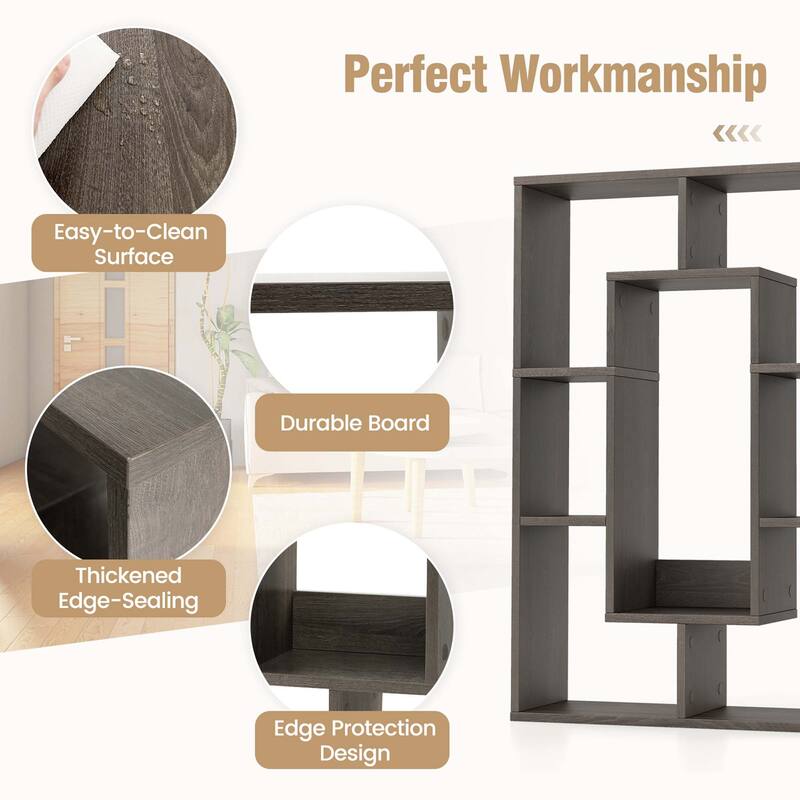 Costway 7-Cube Geometric Bookshelf with Anti-Toppling Device Modern - See Details