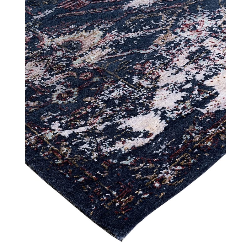 Ikat One-of-a-Kind Hand-Knotted Area Rug, Blue - 8' 0" x 9' 10"