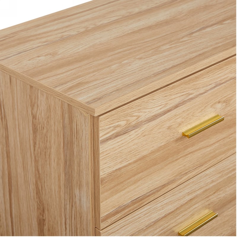 Modern 9-Drawer Dresser Wide Bedroom Chest Engineered Wood Storage Cabinet with Golden Handles and Ample Space