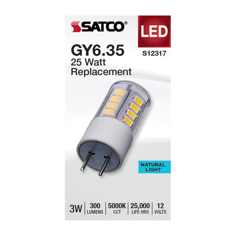 3 Watt T5 LED Clear Finish GY6.35 Base 5000K 12V