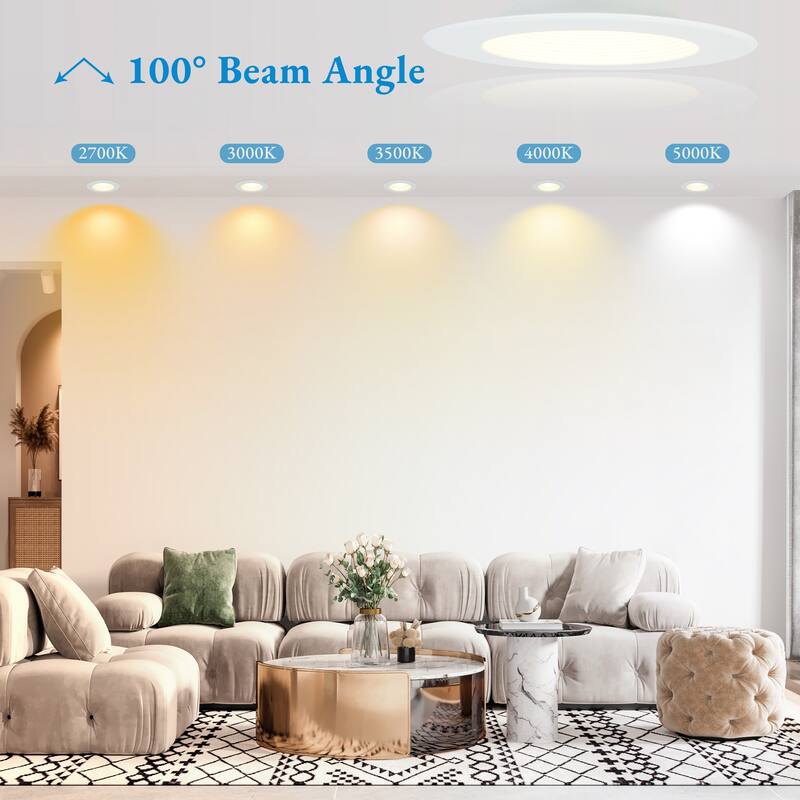 Flush Mount Round Ceiling Light 7.4" Wide 5CCT Dimmable Recessed Lighting