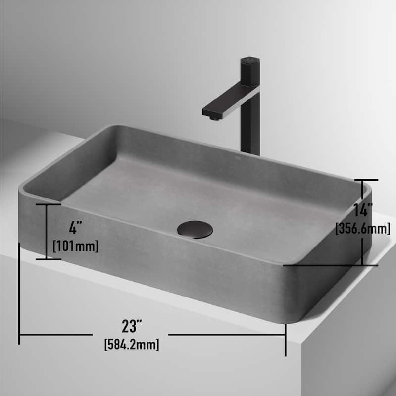 Vigo VG04065 Basilica Gothic 23" L x 14" W x 4" H Rectangular Concrete