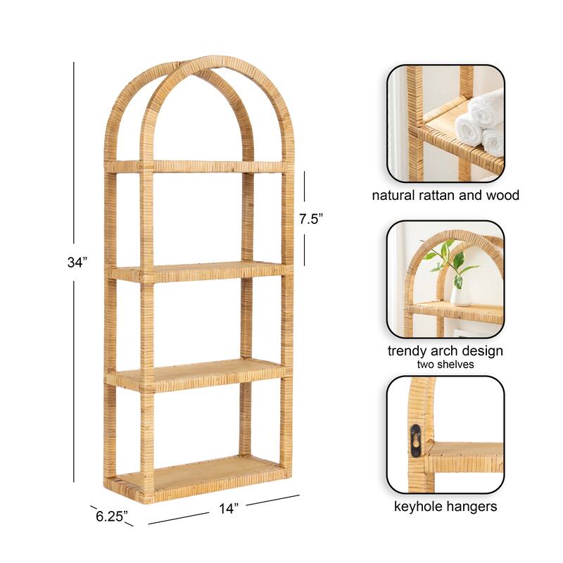 Kate and Laurel Rahmati Rattan Wall Shelf