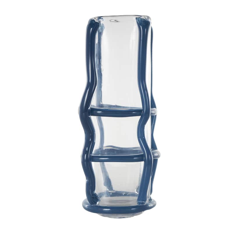 Recycled Glass Handmade Tall Decorative Vase with Glass Framing - Blue or Black - Roche River Decor