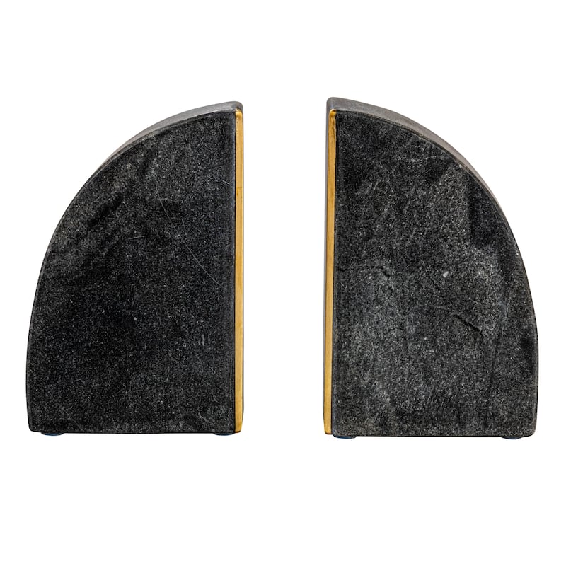 Arched Marble Bookends with Brass Detail - 5.5"L x 1.5"W x 7.0"H