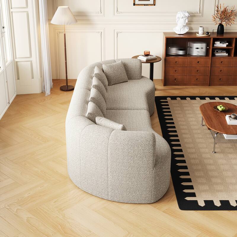 Oversized Cloud-Like Lounge Sofa, Sleeper Sofa with 6 Pillows, Four-Seater Loveseat Recliner Sofa with Deep Seat