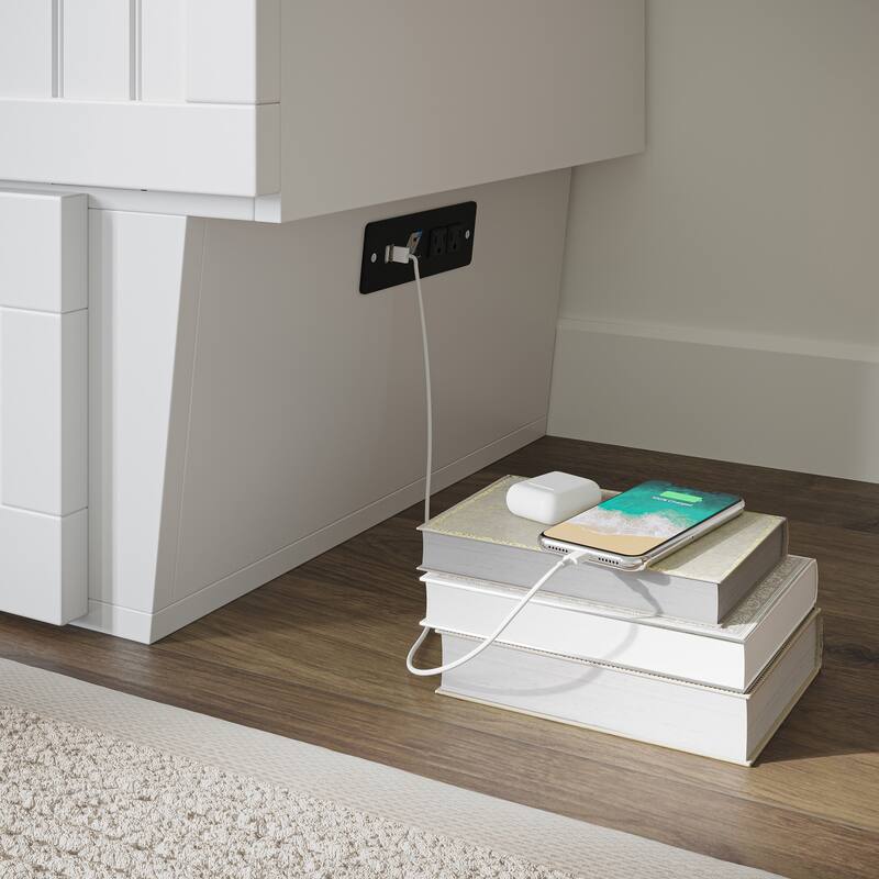 Nantucket Murphy Bed Chest with Mattress and Built-in Charging Station