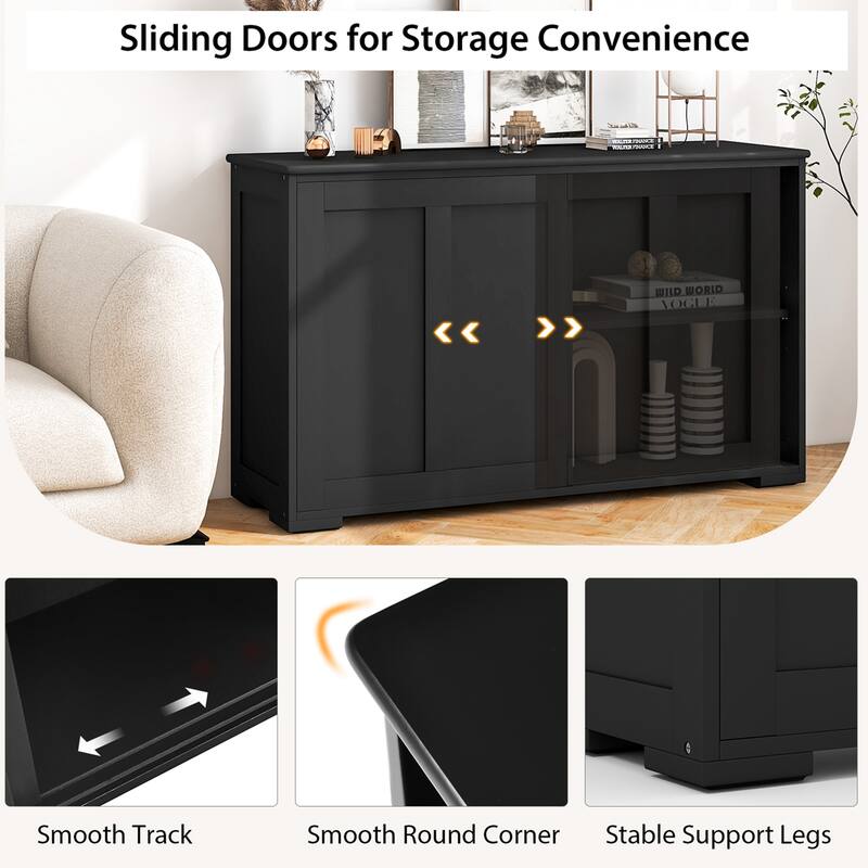 Costway Stackable Buffet Sideboard Set of 2 with Sliding Doors & - See Details