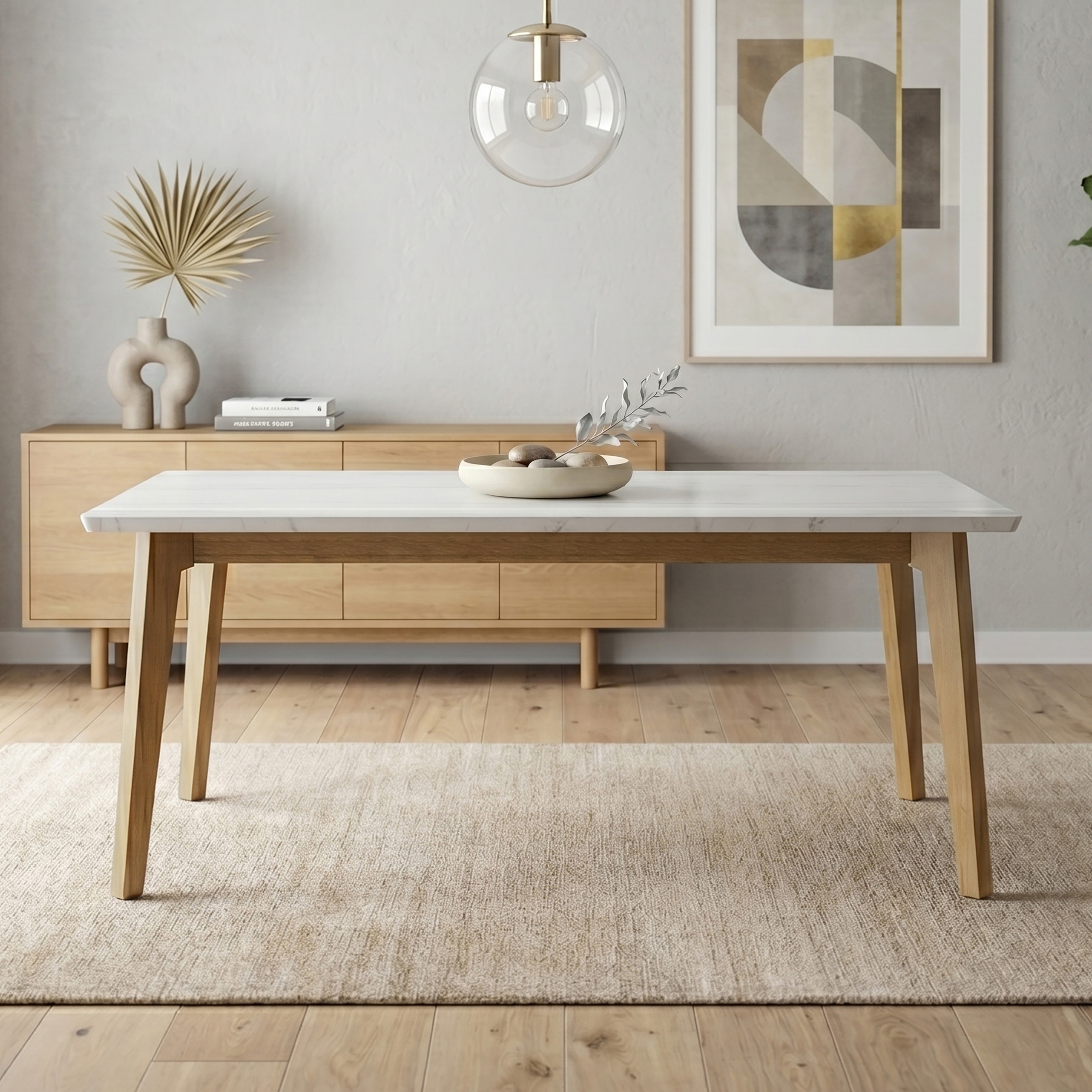 Furniture of America Tavero Natural Genuine Marble Top Dining Table
