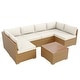 preview thumbnail 3 of 37, MAISON ARTS Outdoor Sofa Set，All-Weather Solid Wood Wicker Sectional Furniture Set