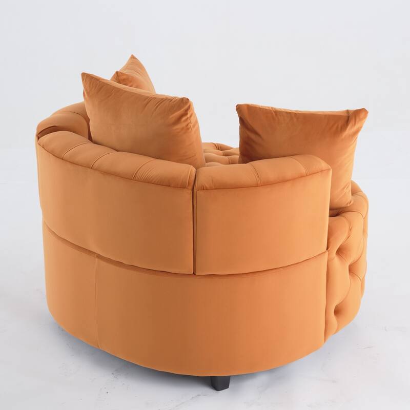 Accent Chair / Classical Barrel Chair for Living Room / Modern Leisure Sofa Chair, 40.6 inches Width, Orange, Velvet