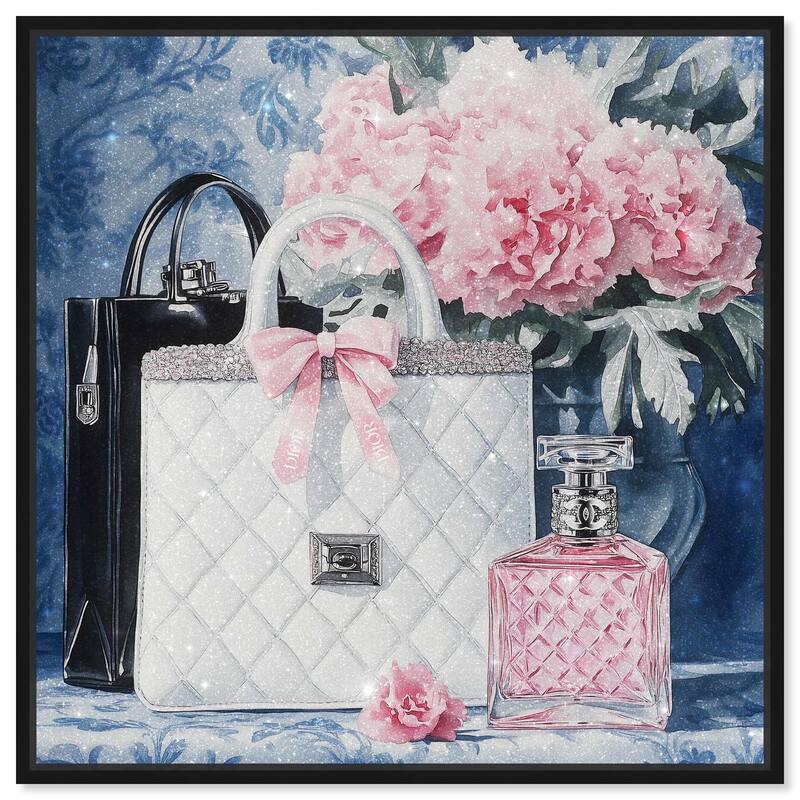 Pink Porcelain Purse and Perfume Canvas by Art Remedy - Black - 24" x 24"