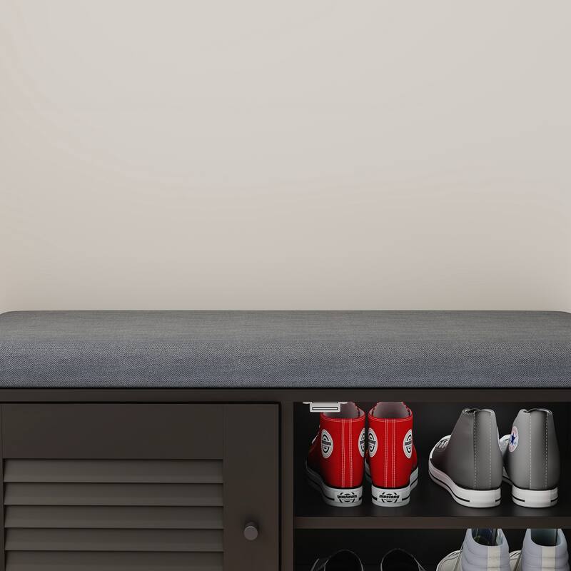 Entryway Bench with Shoe Storage, Shoe Bench with Cushion, Adjustable Shelves