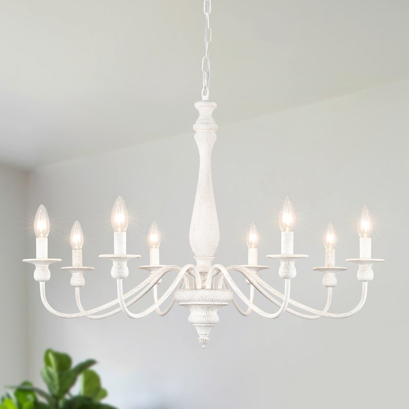 Modern Farmhouse Chandelier, 8-Light Candle Chandelier for Living Room Kitchen Island Dining Foyer - W31.1"x H20.66"