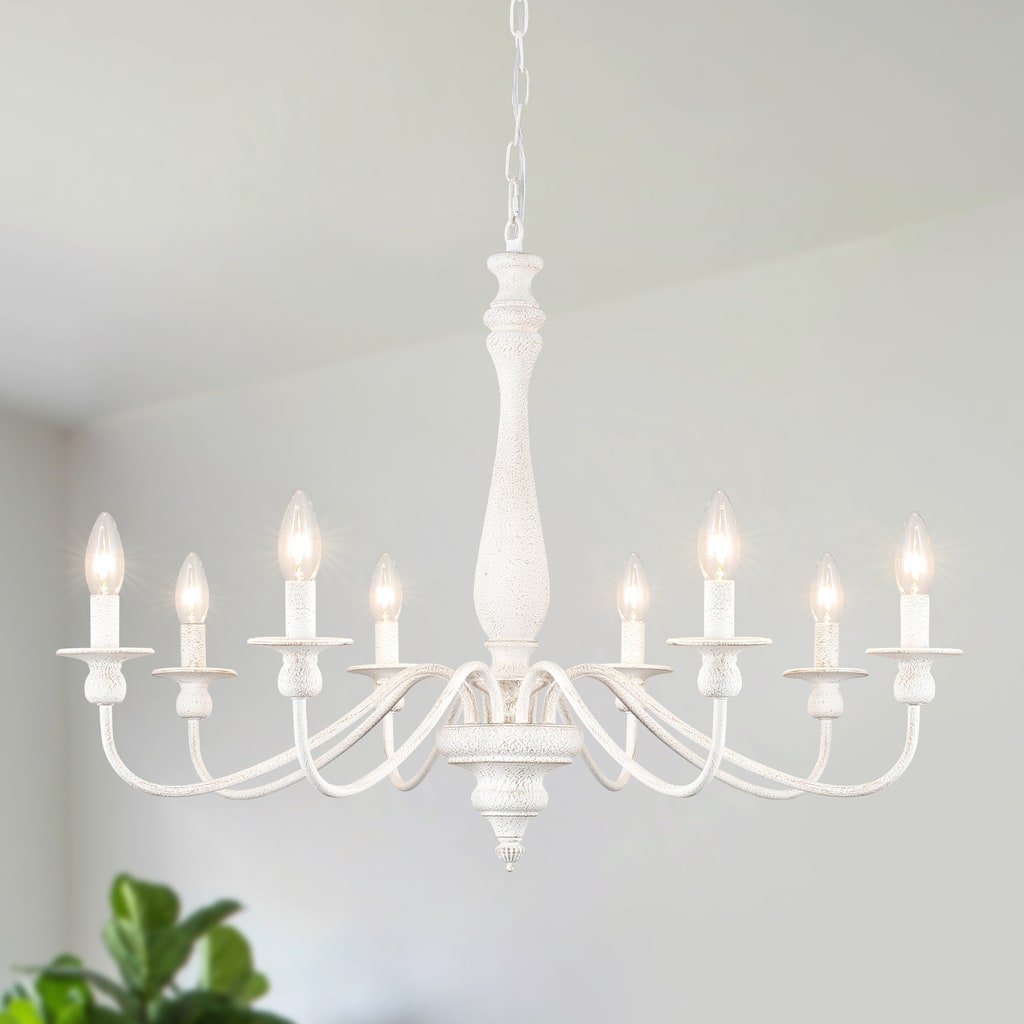 Modern Farmhouse Chandelier, 8-Light Candle Chandelier for Living Room Kitchen Island Dining Foyer - W31.1"x H20.66"