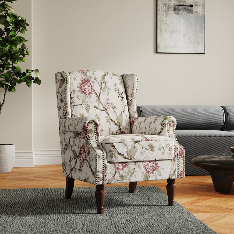 Patterned Upholstered Accent Chair for Living Room