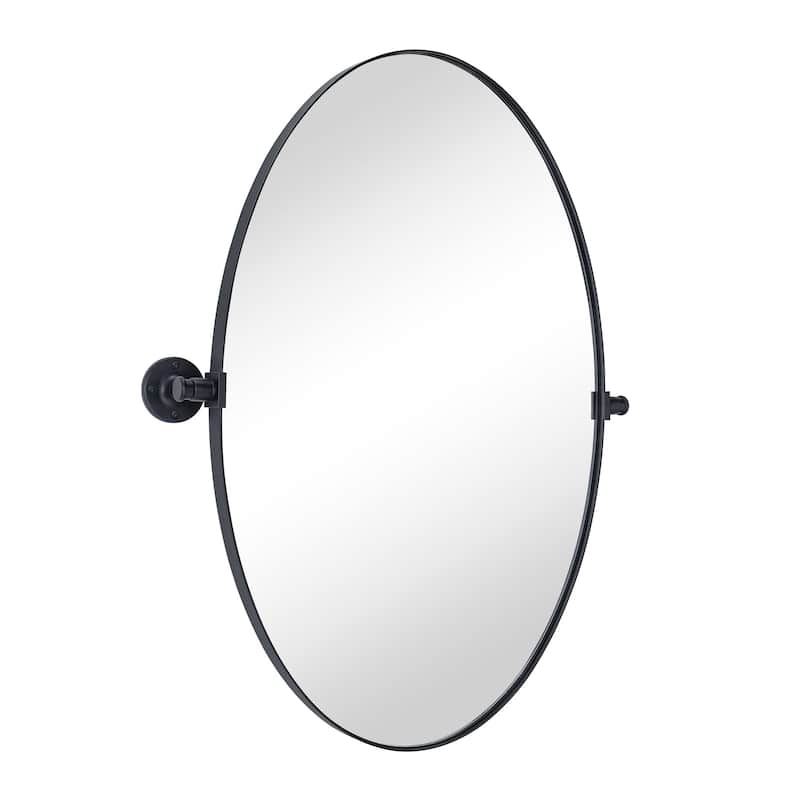 TEHOME Leni Oval Metal Wall Mirror - 20'' x 30'' - Black