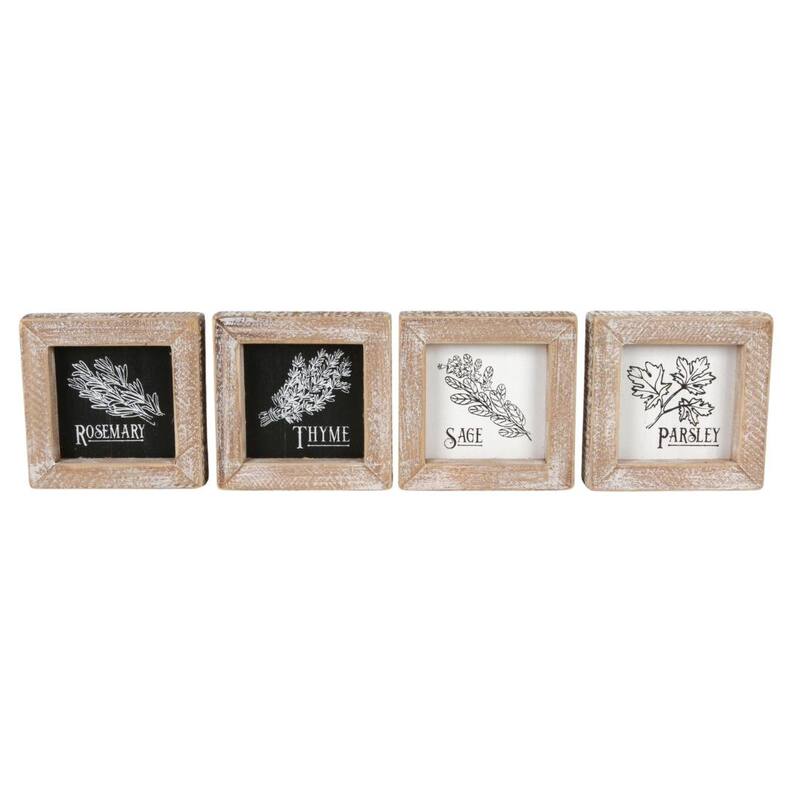 Transpac Wood/MDF Small Block Decor Set of 4 Home Decorations Spring