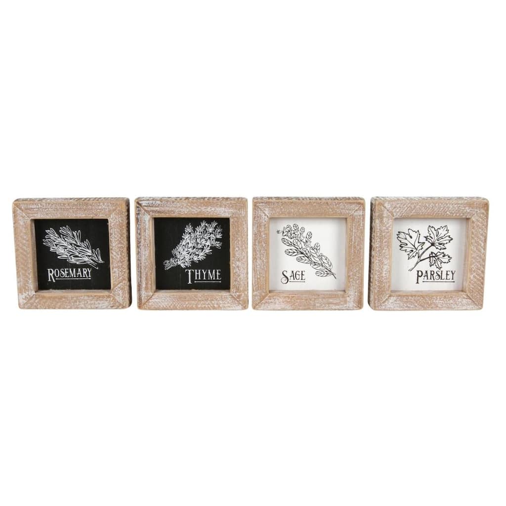 Transpac Wood/MDF Small Block Decor Set of 4 Home Decorations Spring