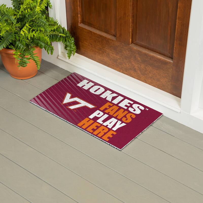 28 in. x 16 in. Virginia Tech "Fans Play Here" PVC Door Mat