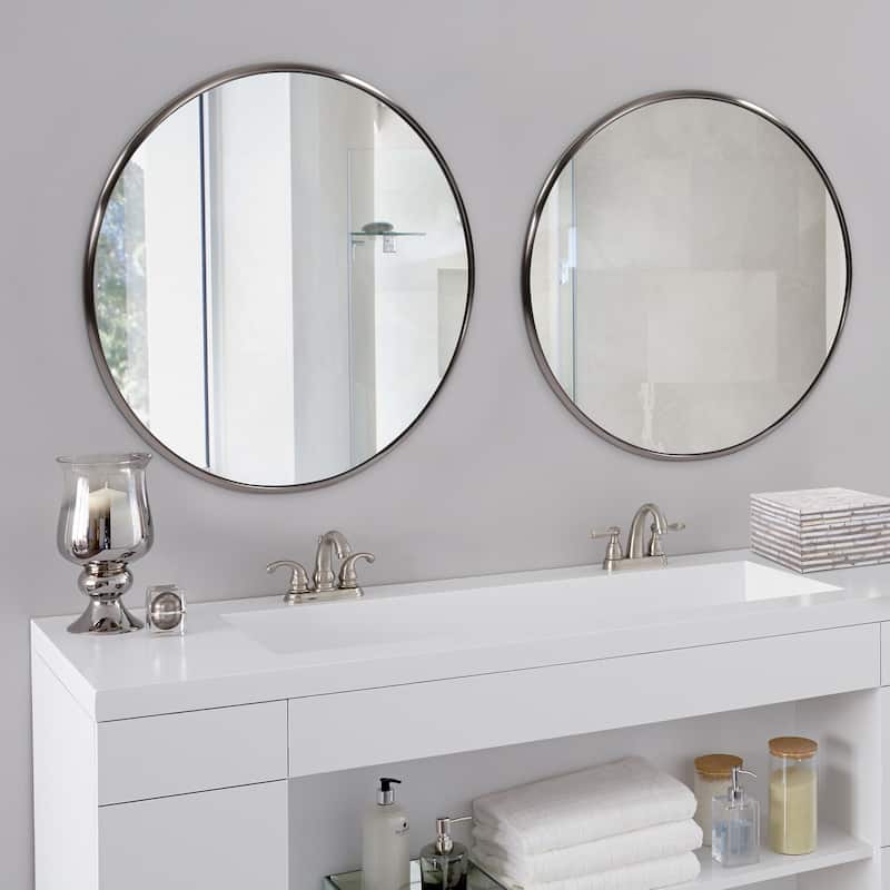 Allan Andrews Round Decorative Stainless Steel Framed Wall & Accent Mirror - 32"D