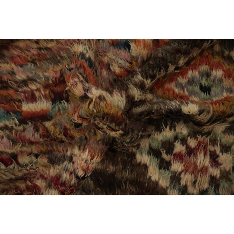 Hand Knotted Oriental 100% Wool Carpet Modern Tribal Brown Moroccan Area Rug - 9' 10'' X 6' 10''