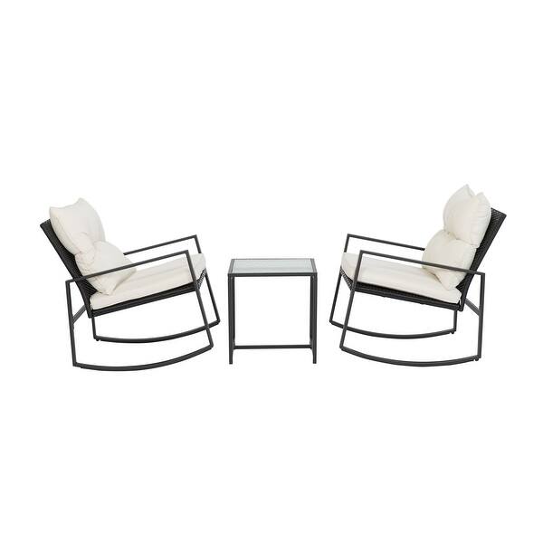 Shop Amarantos Patio Furniture Set 3 Piece Patio Set Bistro Table Set Wicker Outdoor Rocking Chair Porch Furniture Overstock 32083892