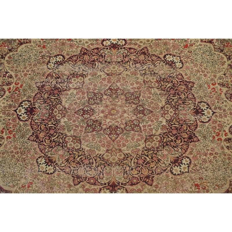 Pre-1900 Antique Kerman Lavar Persian Area Rug Handmade Wool Carpet - 9'2" x 13'5"