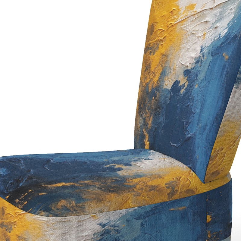 Designart "Blue and Yellow Intuitive Expressions I" Upholstered Abstract Accent Chair and Modern & Contemporary Arm Chair