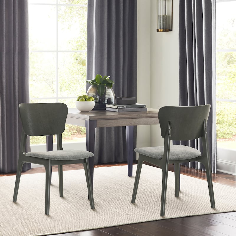 Kalia Mid-Century Modern Upholstered Wood Dining Chairs - Set of 2 - Grey