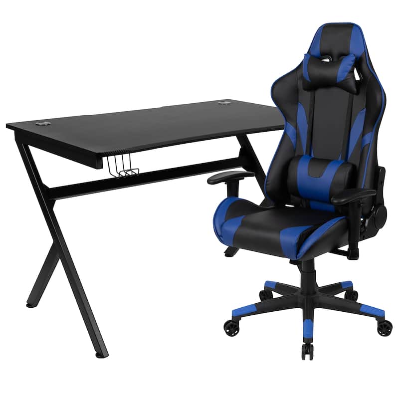 Gaming Bundle-Desk, Cup Holder/Headphone Hook & Reclining Chair