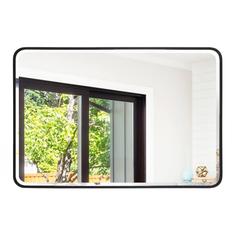 Aluminum Frame Beveled Glass Bathroom Wall Mirror with Round Corner