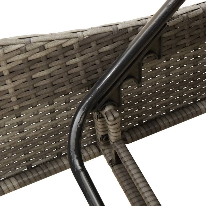 vidaXL Sun Lounger Grey PE rattan 23.6 x 80.7 x 28.7 in - 23.6" x 80.7" x 28.7"/ 1