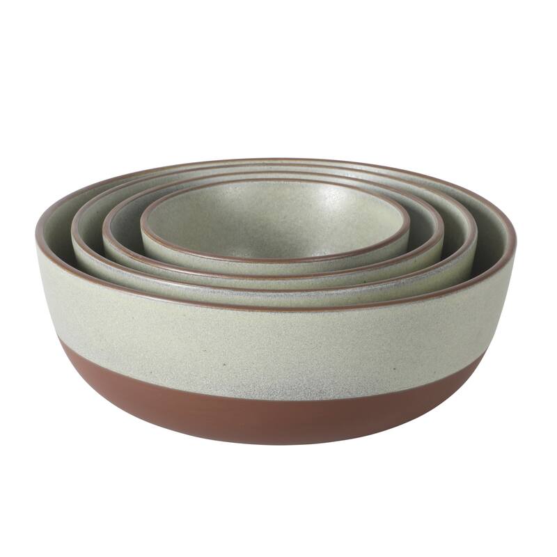Gibson Elite William Crest 4 Piece Nesting Bowl Set, Stoneware Reactive Glaze, 5", 6.25", 7.5", 9", Prep & Serving Bowls