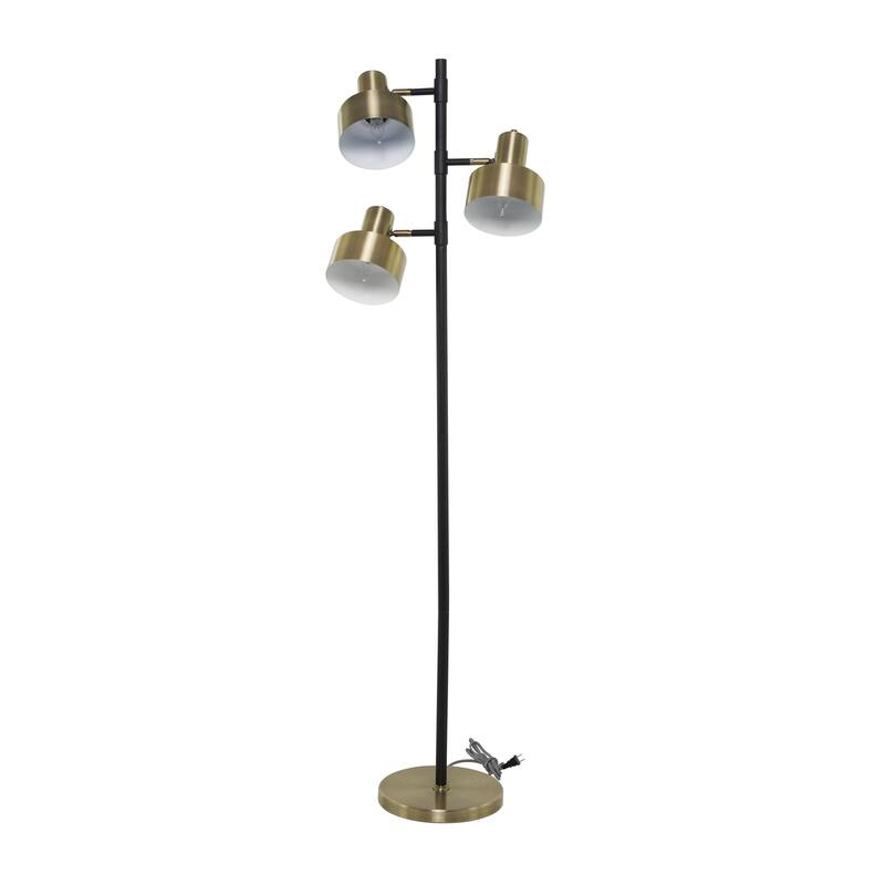 Metal Floor Lamp with Rotating Shades - Gold - Roche River Decor - 11"W x 20"L x 67"H