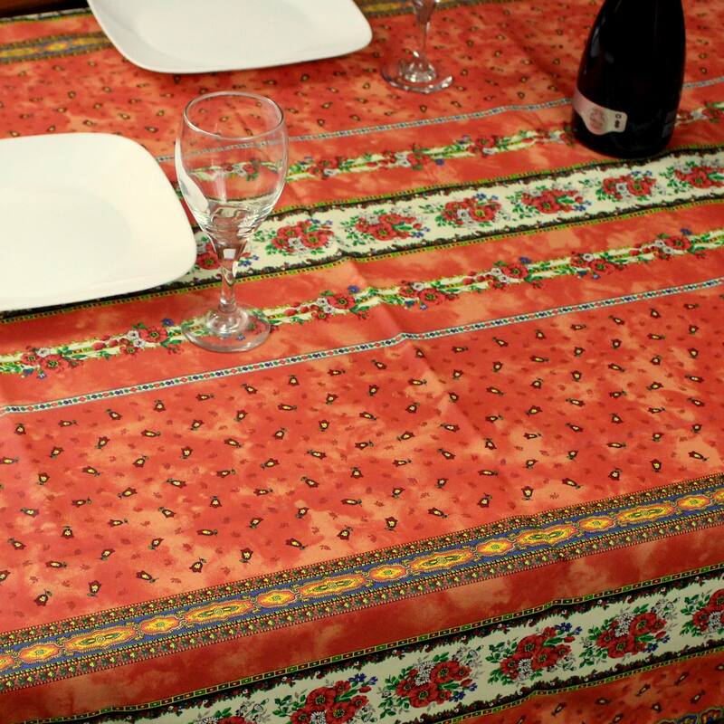 Wipeable Spill Resistant Provencal Cotton Cannes Collection Tablecloth
