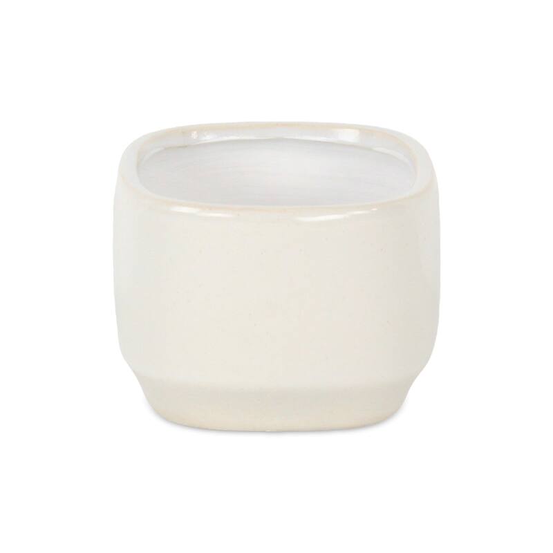 Elegora Wide Curved Rectangular Ceramic Pot - Off White