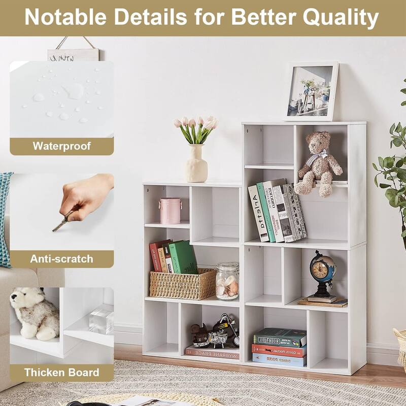 VECELO Wide Wood Organizer Bookcase Sets