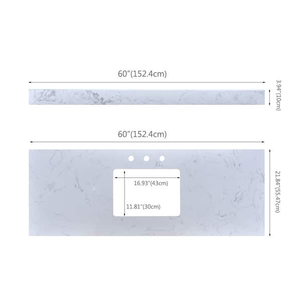YASINU 60 Inch Engineered Marble Single Sink Vanity Top