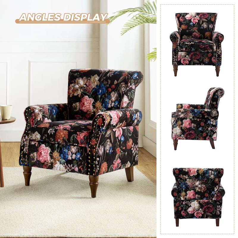 Nyctelius Nailhead Trim Traditional Accent Armchair with Rolled Arms by HULALA HOME