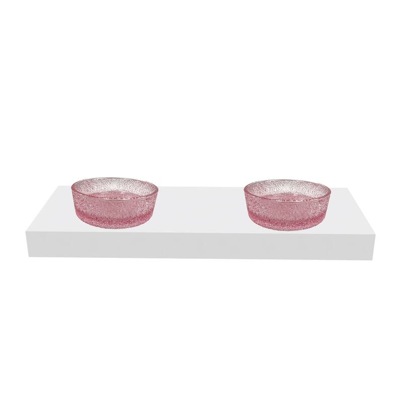 Stadium 16" & 14" Round Decorative Crystal Vessel Sinks With White Base