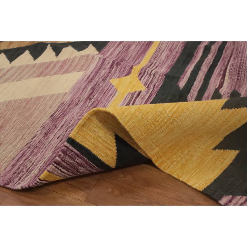 Hand Woven Oriental 100% Wool Carpet Southwestern Medallion Purples Kilim Area Rug - 12' 9'' X 10' 0''
