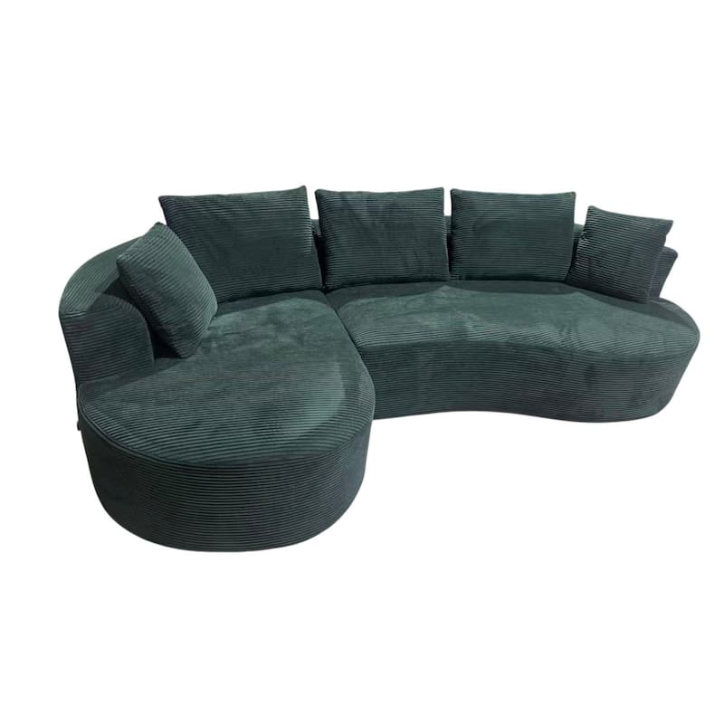 111.55" L-Shaped Corduroy Sectional Sofa, No Assembly Required