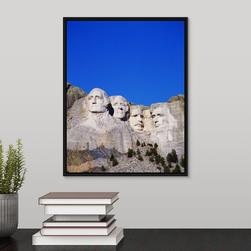 Shop South Dakota Mount Rushmore Black Float Frame Canvas Art